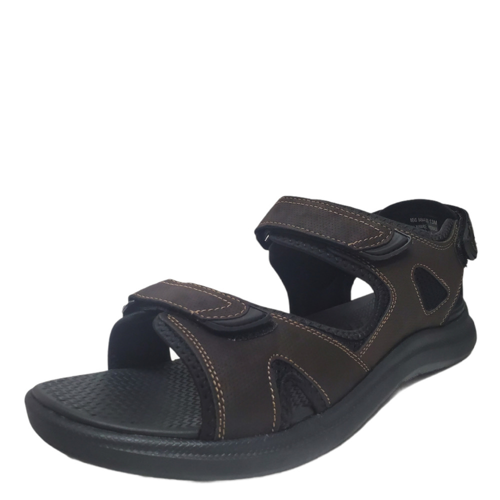 Nunn Bush Mens Rio Vista Three Strap Sandals Brown 12 M